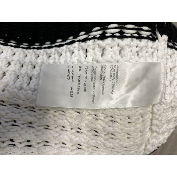 3.1 PHILLIP LIM Black And White Knit Chunky Bold Striped Zip-Up Sweater Jacket S - Picture 5 of 5